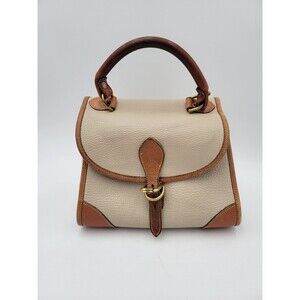 Vintage Dooney And Bourke Purse Small Carpet Bag Ivory Brown Top Handle